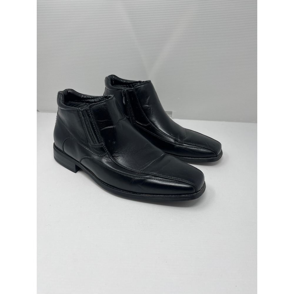 Freeman Bryant Mens Black Square Toe Side Zip Ankle Dress Boots 10.5M 35456D